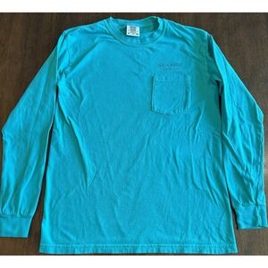 Seaside Florida Tennis Long Sleeve T Shirt Size Small Turquoise Pocket Tee